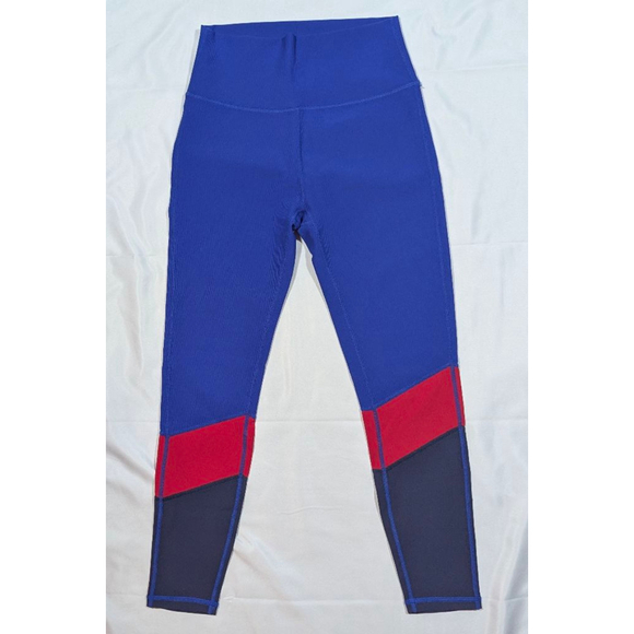 Wilo The Label Pants - Wilo The Label Colorblock Leggings Blue Red Gray High Rise M